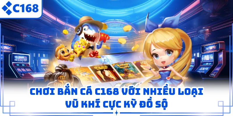 Chơi bắn cá C168 với nhiều loại vũ khí cực kỳ đồ sộ